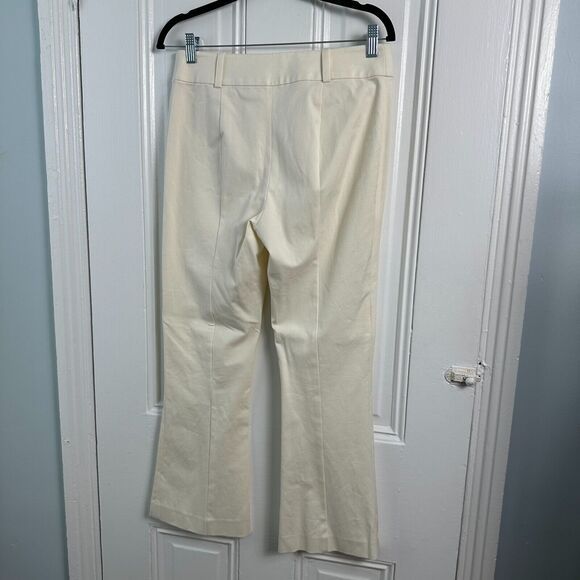 Club Monaco Pants Womens 6 White Flare Boho Disco Zip Fly High Rise Crop Trouser - Picture 4 of 7